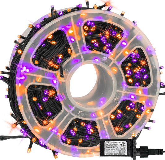 Dazzle Bright 164 FT 500 LED Halloween String Lights, Waterproof Halloween String Lights Black Wire