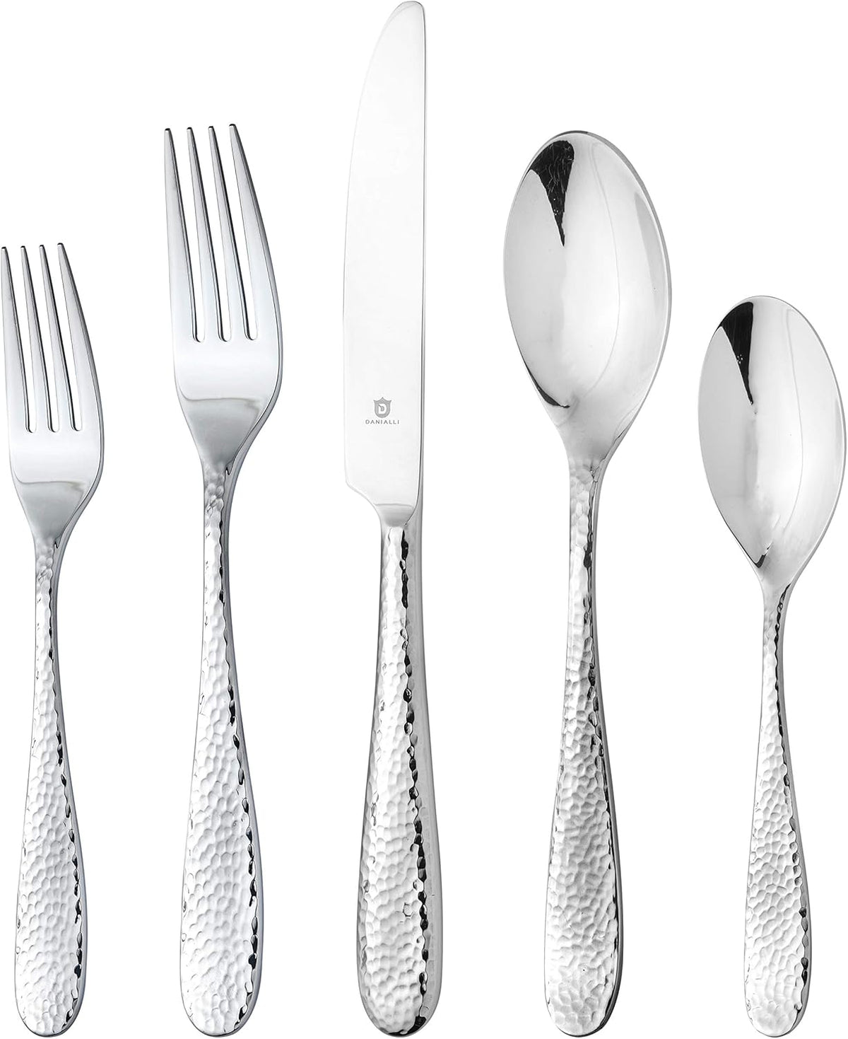 Hammered Silverware Set | Premium 18/10 Stainless Steel Flatware Service for 8 | Heavy-Duty &