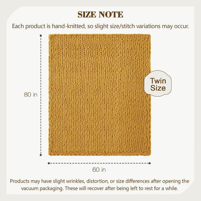 Carriediosa Chunky Knit Throw Blanket 60" X 80" Twin, 100% Hand Made Large Chenille Loop Yarn Soft