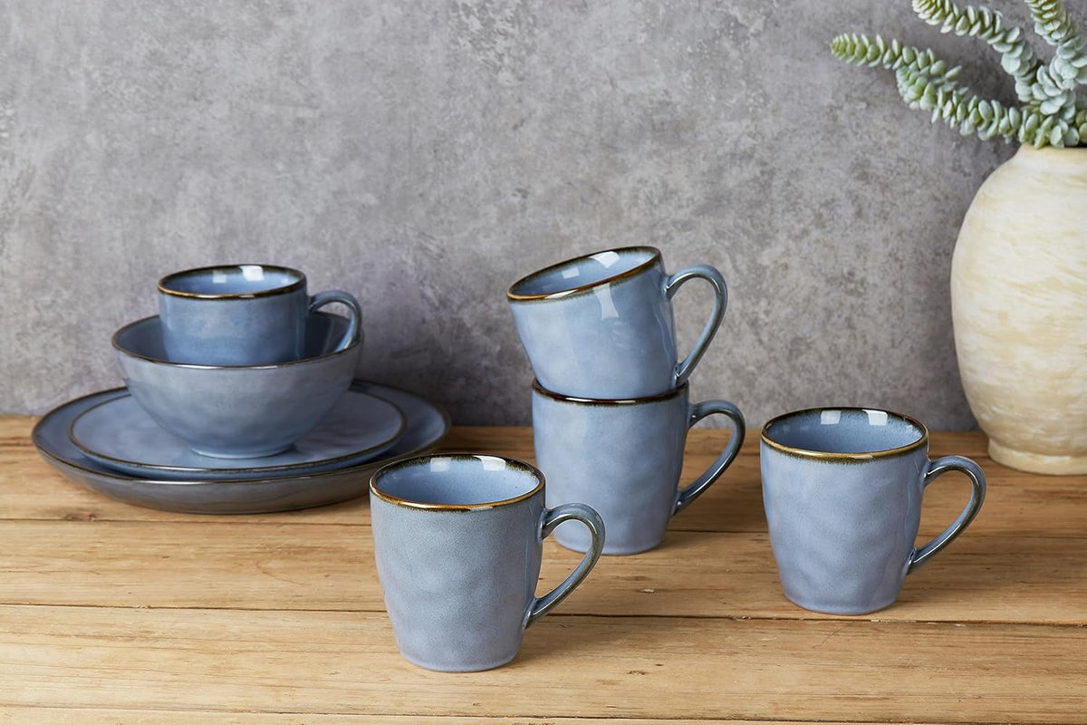 famiware Coffee Mugs Set of 4, Ocean Round 11.5oz Coffee Cup Set with Handle for Cocoa, Milk, Hot