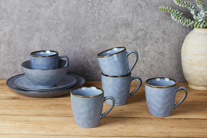 famiware Coffee Mugs Set of 4, Ocean Round 11.5oz Coffee Cup Set with Handle for Cocoa, Milk, Hot
