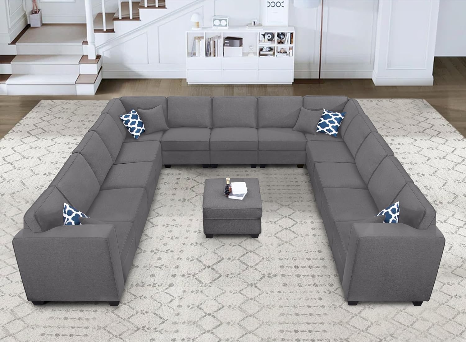 L Lengend Vansen Modular Sectional Sofa U Shaped Couch with Ottoman Modern Reversible Corner