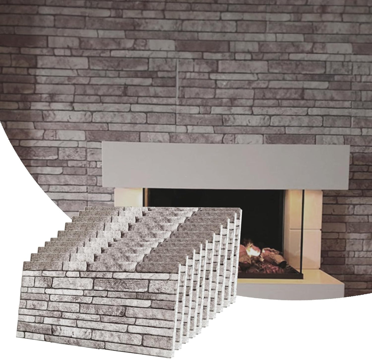 Dundee Deco 3D Wall Panels Faux Brick - Cladding, Light Brown Grey Stone Look Wall Paneling