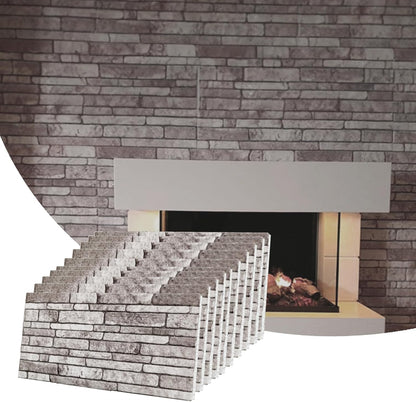 Dundee Deco 3D Wall Panels Faux Brick - Cladding, Light Brown Grey Stone Look Wall Paneling