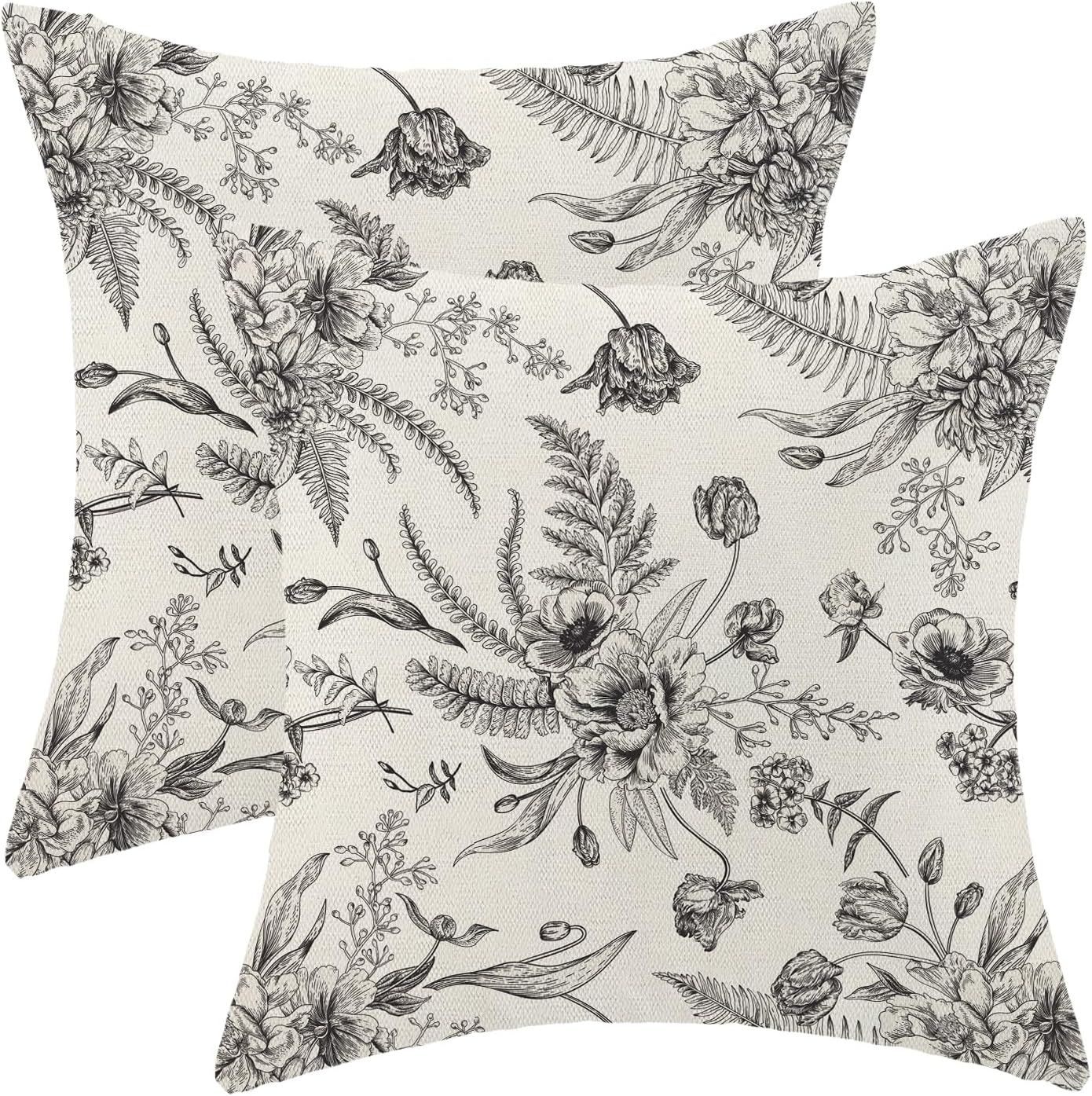 CXMEIFLY Spring Floral Leaves Pillow Covers 18 x 18 Inch Set of 2 for Chinoiserie Flowers Decor