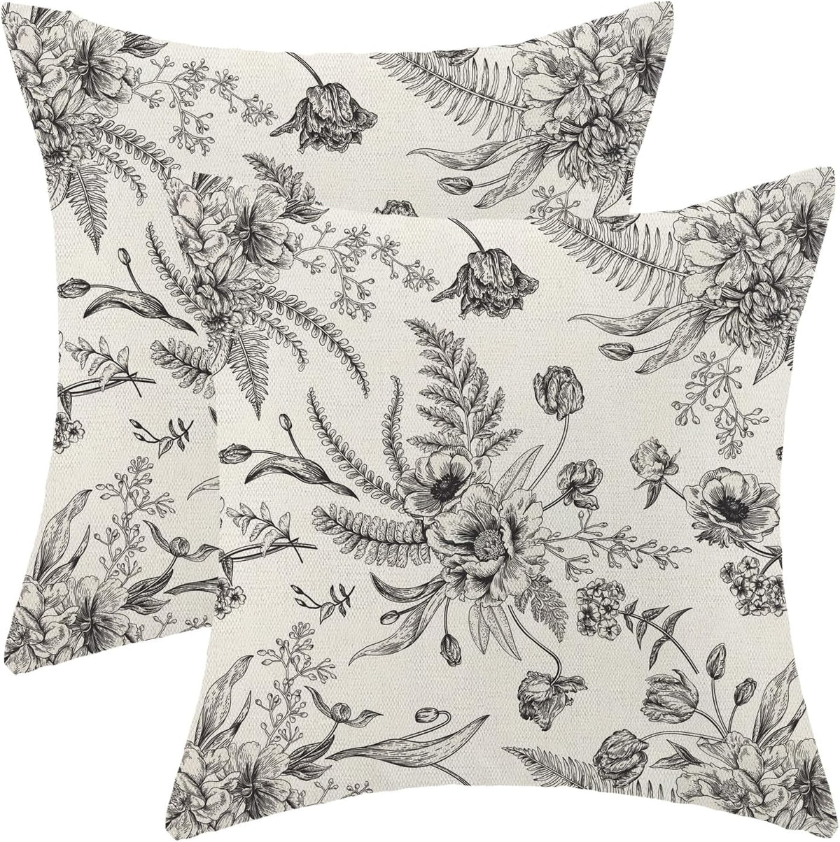 CXMEIFLY Spring Floral Leaves Pillow Covers 20 x 20 Inch Set of 2 for Chinoiserie Flowers Decor