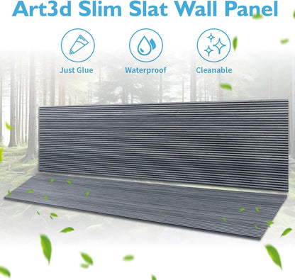 Art3d 4-Pack Glue-On Fine Bar Wainscoting Panel for Interior Wall Decor - 104 x 12 Inch Polystyrene