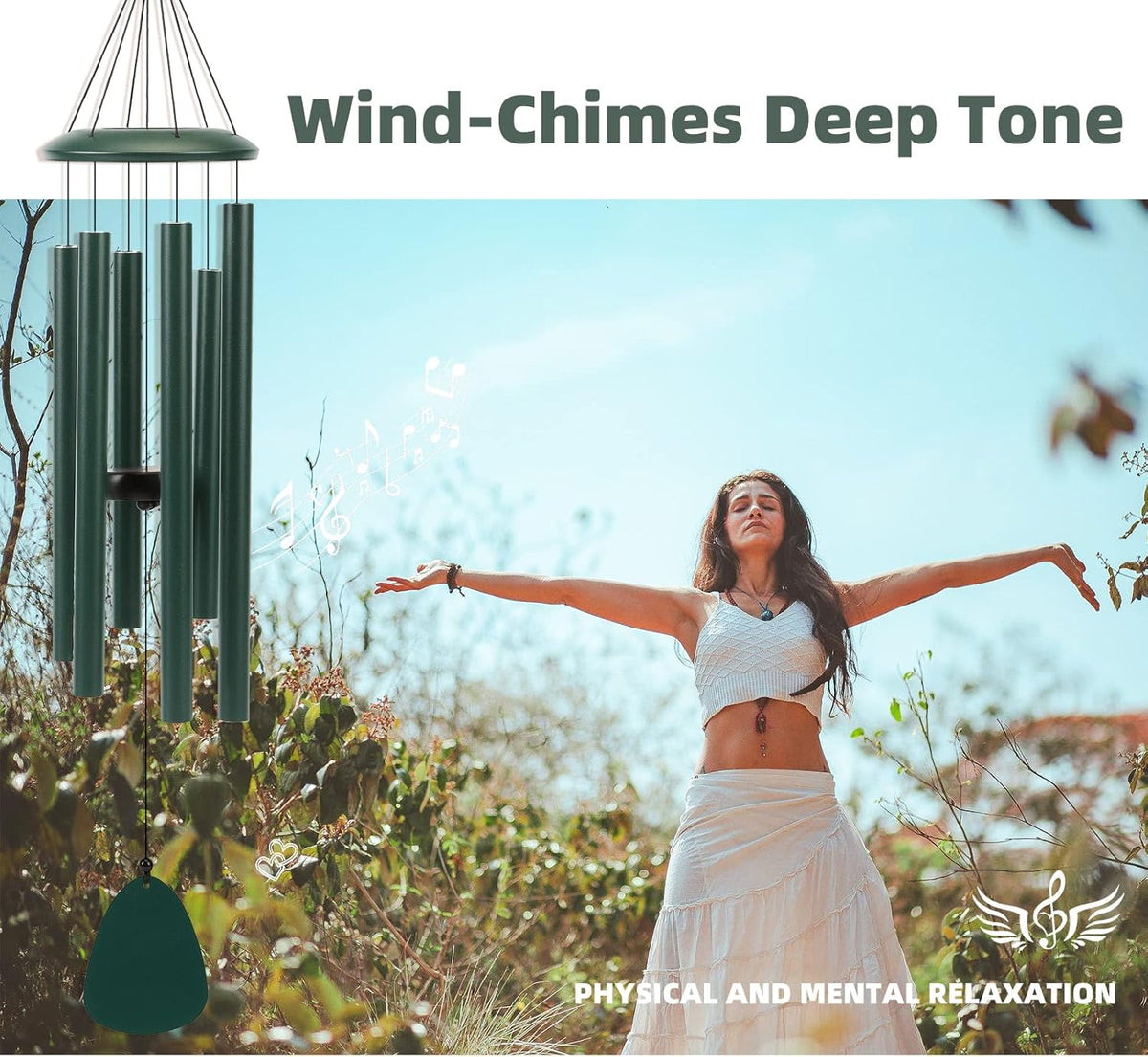 Wind-Chimes-Outdoor-Deep-Tone, Large Soothing Melodic Tones Windchimes, Wind Chimes for Outside