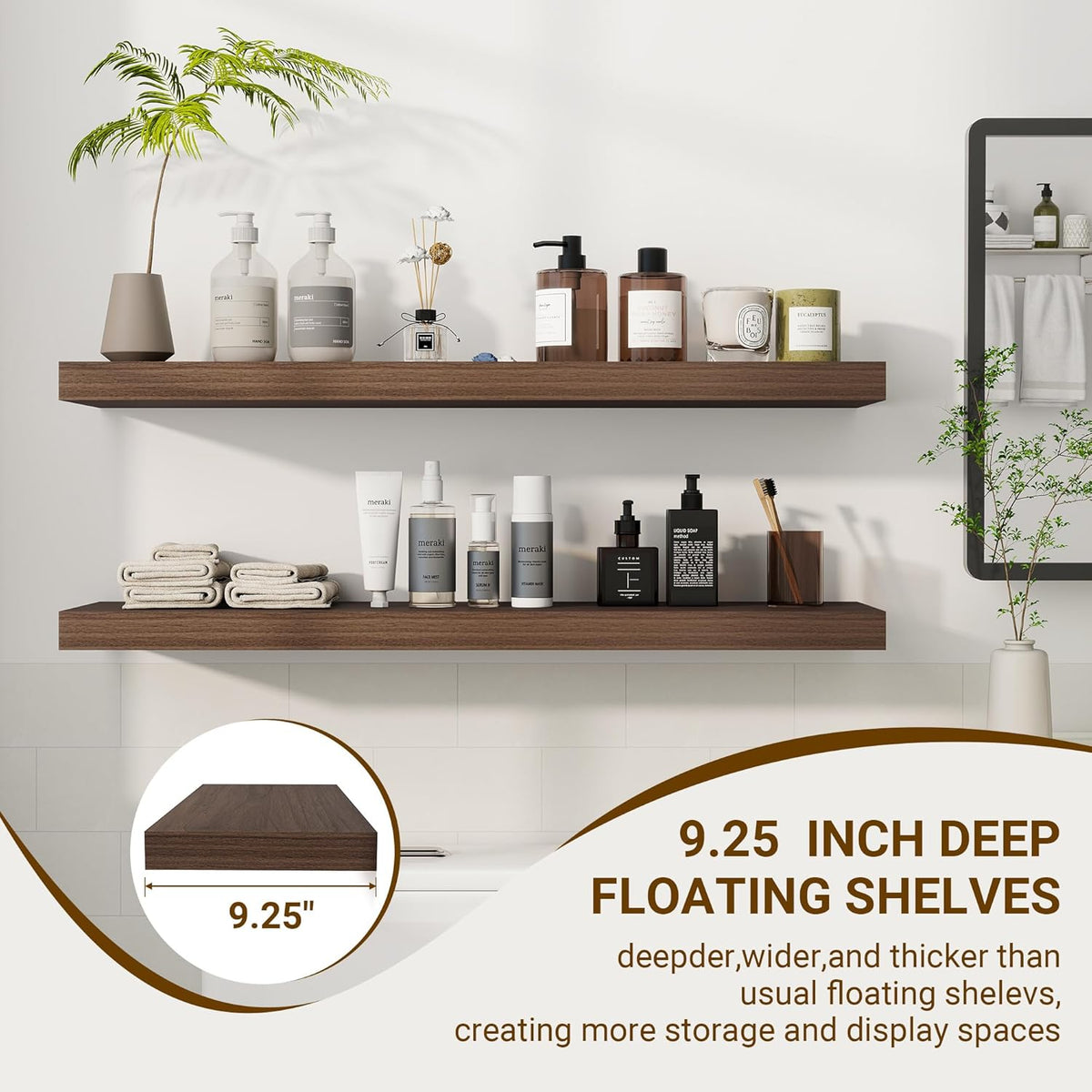 36 Inch Floating Shelves, 36"x9.25"x1.5" Inch Deep Floating Shelves for Wall, Wooden Shelves for