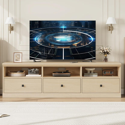IDEALHOUSE 70in TV Stand for TVs up to 80", Mid Century Modern Entertainment Center with Storage