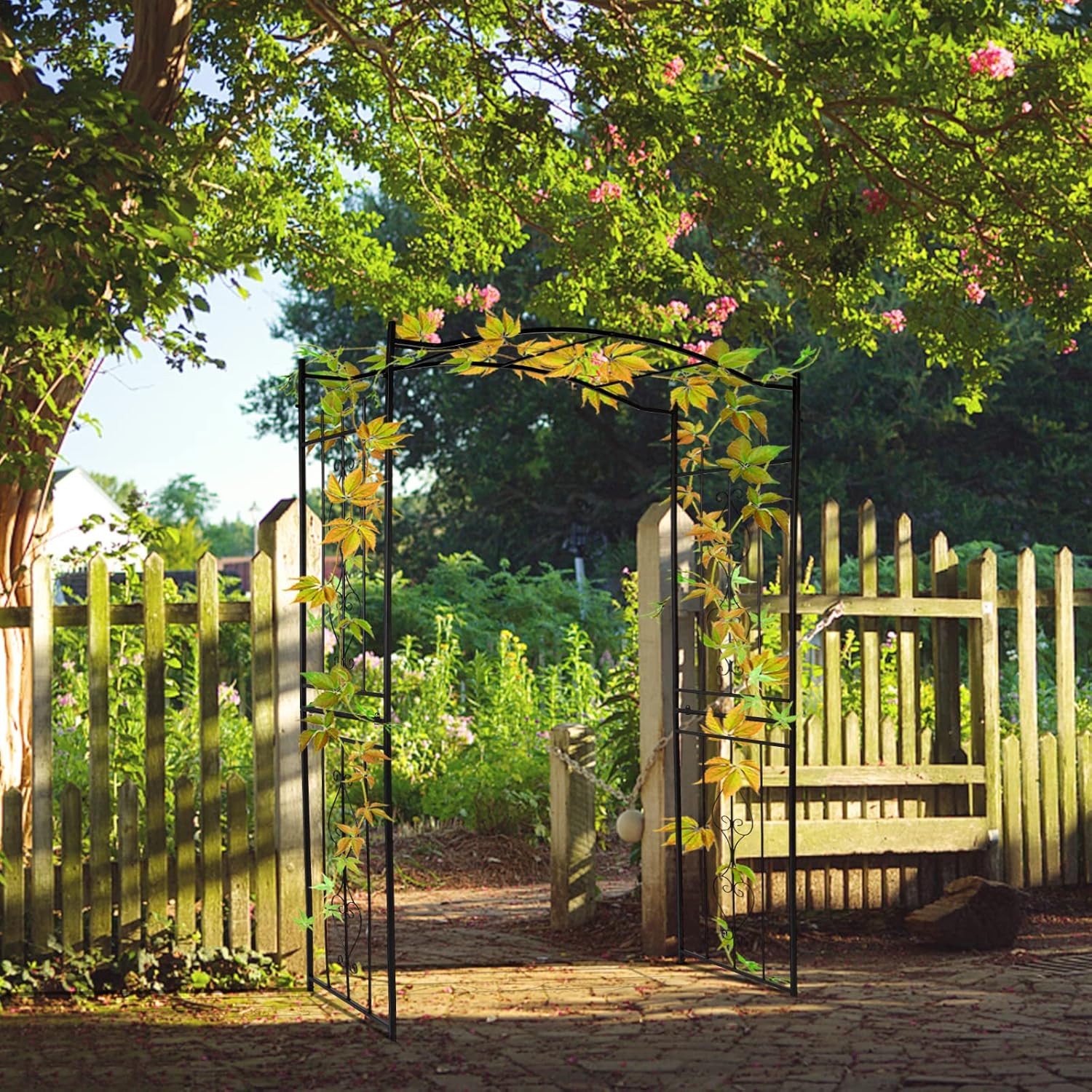 VINGLI Garden Arbor, Arch for Wedding Ceremony Party, Christmas Garden Decor Steel Garden Trellis