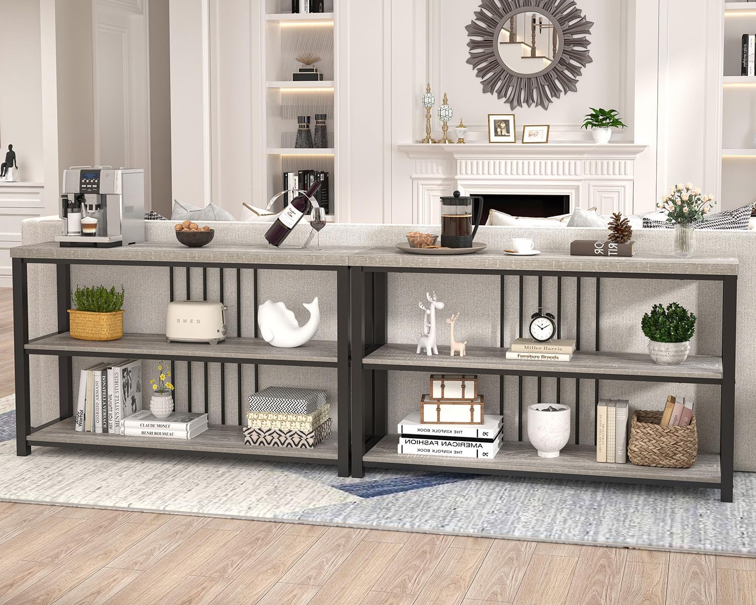 FOLUBAN Console Tables for Entryway, Sofa Table with 3 Tier Storage for Living Room Hallway Foyer