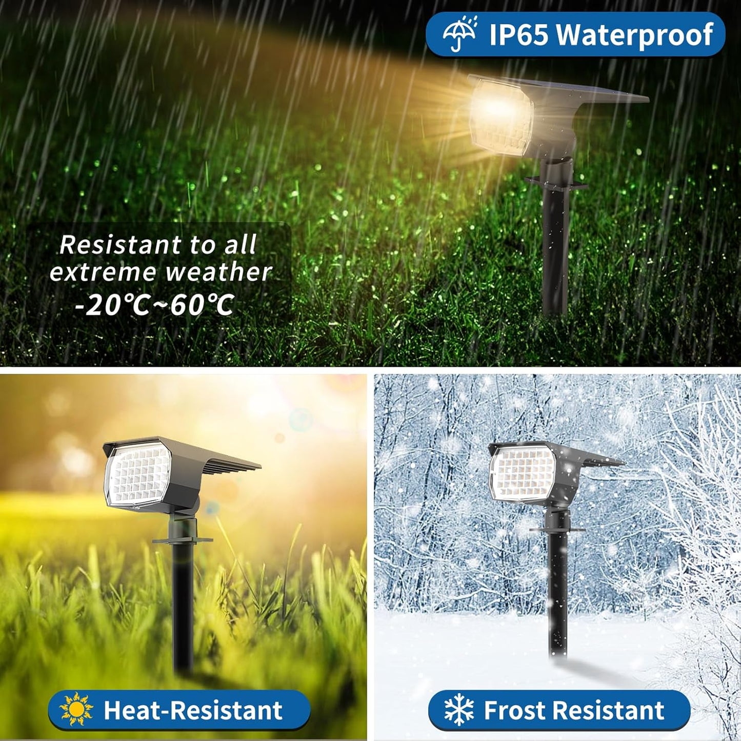 Solar Spot Lights Outdoor Waterproof IP65, 6 Pack Landscape Spotlights with 46 LEDs, 3 Modes Auto
