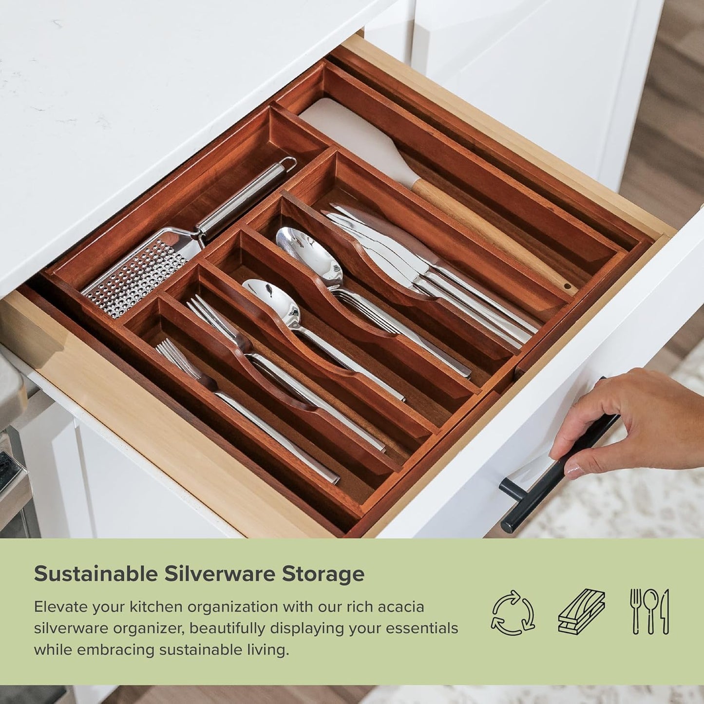 Premium Silverware, Flatware and Utensil Organizer for Kitchen Drawers, Expandable 14.5 to 25