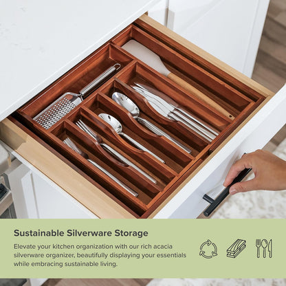 Premium Silverware, Flatware and Utensil Organizer for Kitchen Drawers, Expandable 14.5 to 25
