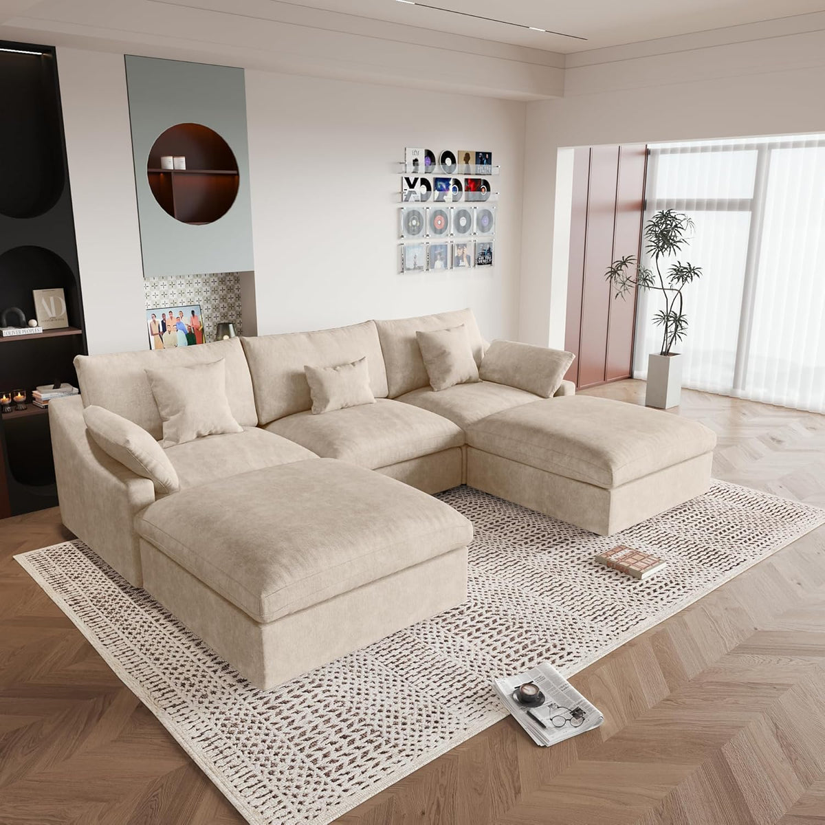 JACH U Shaped Sectional Couches, Cloud Sectional Couch with Deep Seat, 119" Down Filled Modular