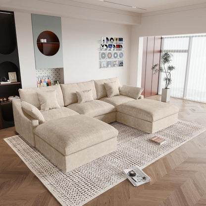 JACH U Shaped Sectional Couches, Cloud Sectional Couch with Deep Seat, 119" Down Filled Modular