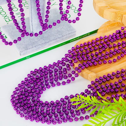 50PCS Mardi Gras Beads, Purple Bead Necklace Party Favors, 33" Necklaces, Festival Parade Throw
