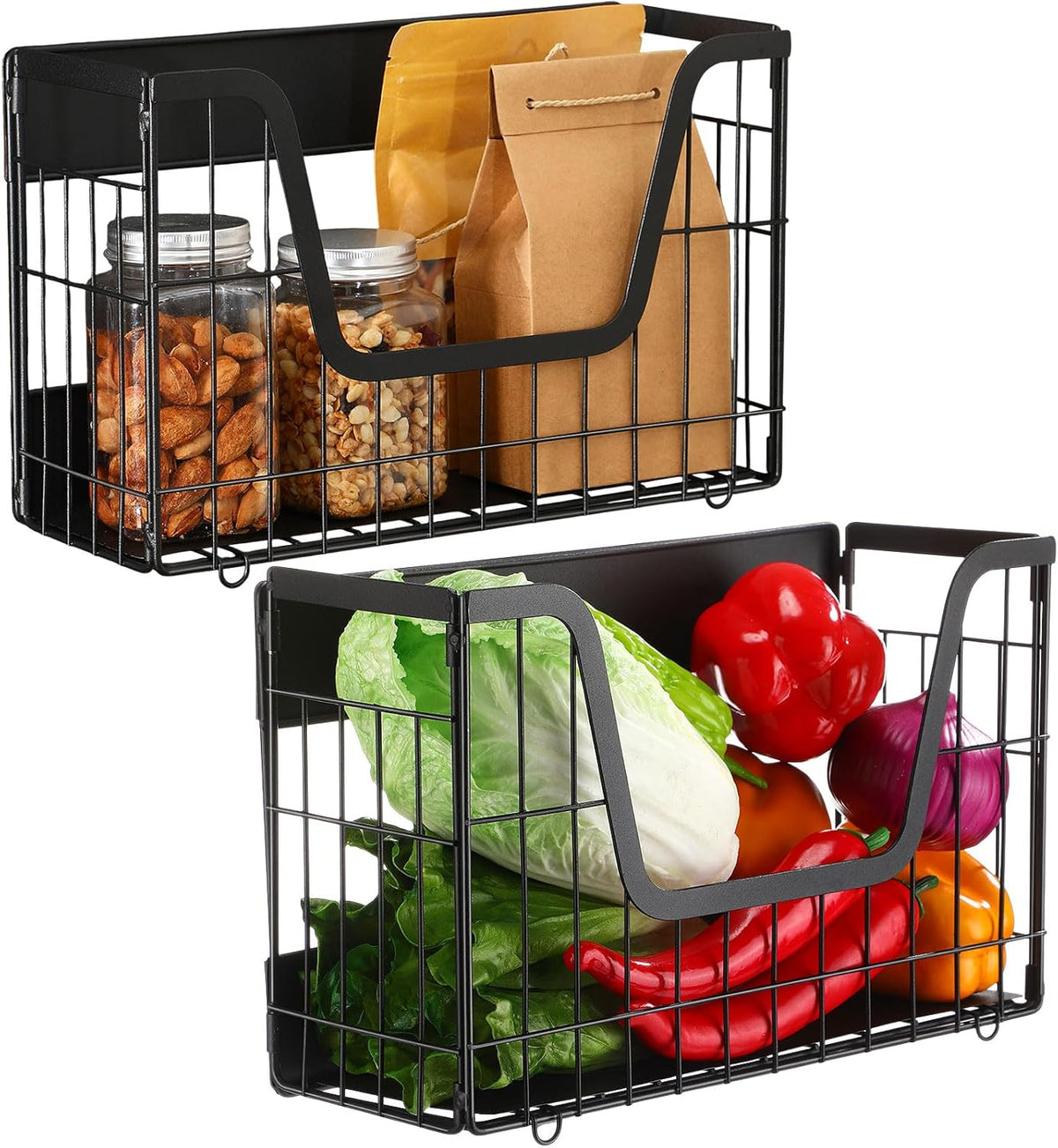 2 Pack Magnetic Shelf for Fridge Fruit Storage Container Fridge Magnetic Baskets Fruit Potato Onion