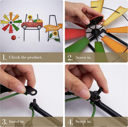 TERESA'S COLLECTIONS Fall Decor for Outdoor Home, Metal Pumpkin Fall Decorations Wind Spinner Yard