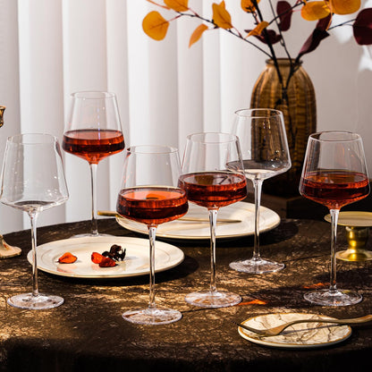 White Red Wine Glasses Set of 6 – 18oz Red Wine Glasses with Tall Long Stem,【Hand Blown】Crystal