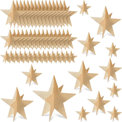 45 Pcs 3D Star Centerpieces Movie Night Decorations for Table in 3 Sizes Hanging Supplies for Red