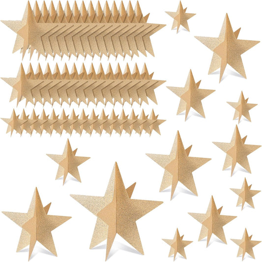 45 Pcs 3D Star Centerpieces Movie Night Decorations for Table in 3 Sizes Hanging Supplies for Red