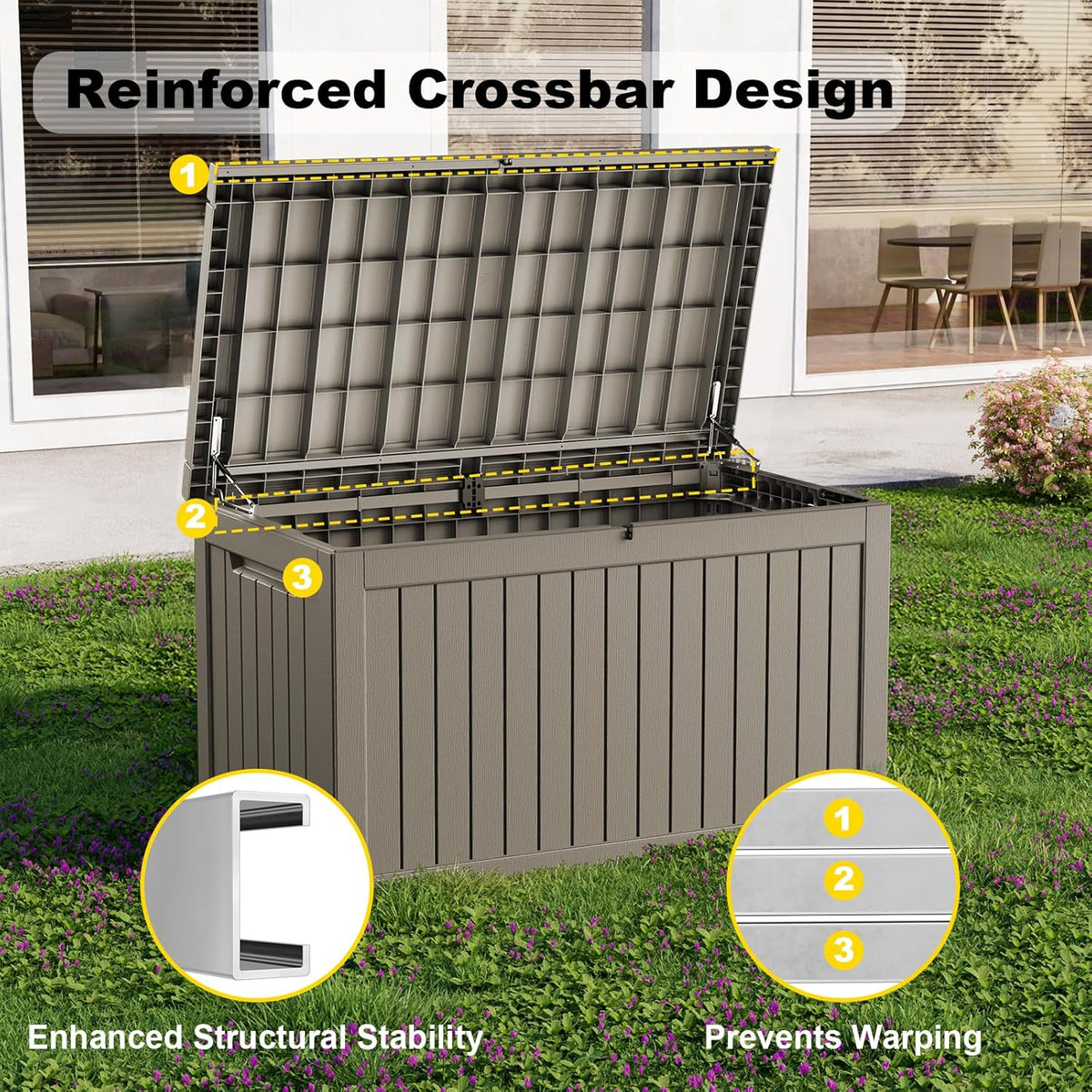 230 Gallon Outdoor Deck Box,Storage Lockable Waterproof Patio Furniture,Garden Tools,Cushions,Pool