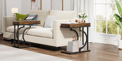 Tribesigns Side Table Set of 2 Narrow C Shaped End Table Modern Bedside Tables for Couch, Small