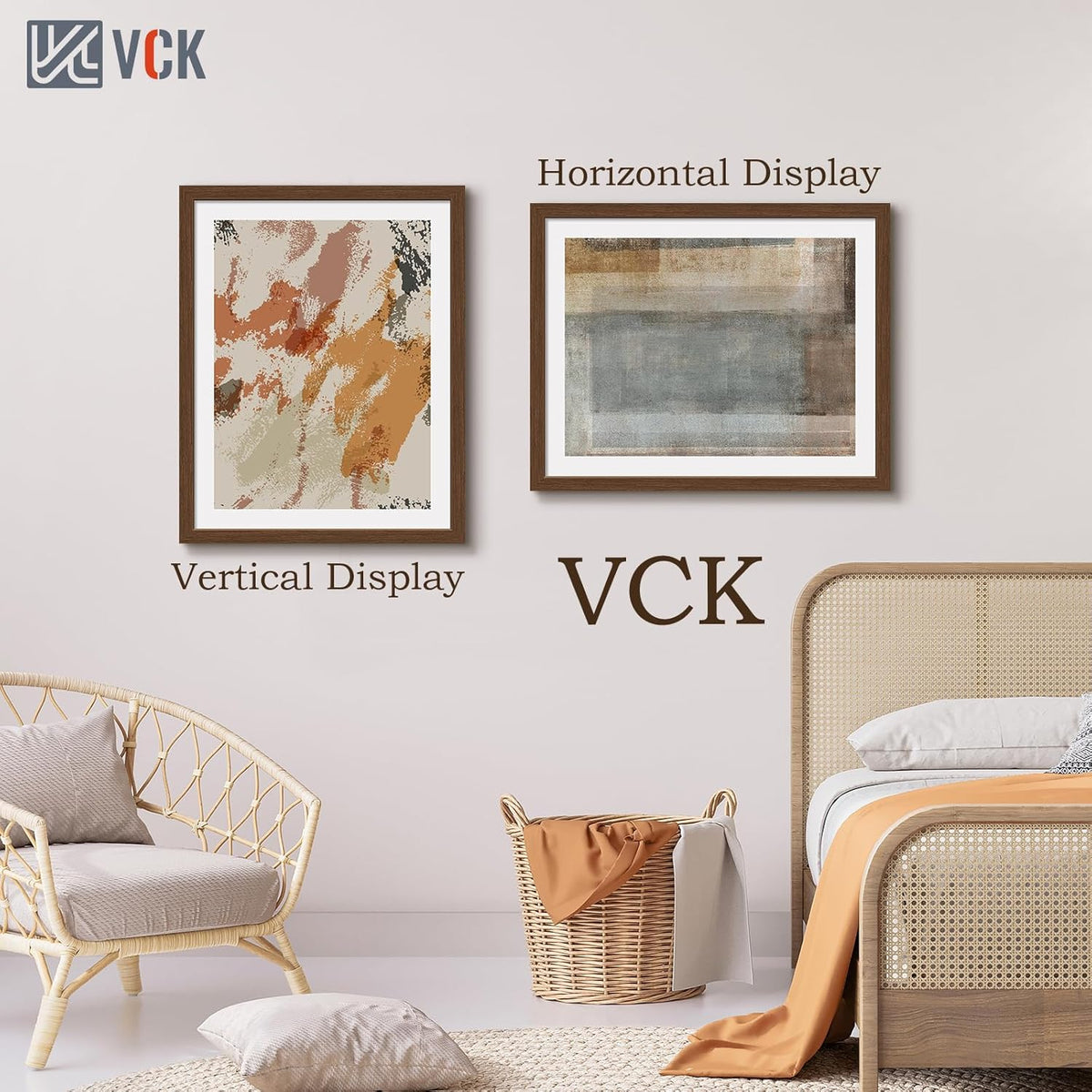 VCK 22x28 Picture Frame 3 Pack, Brown Wood Poster Frame with Exclusive Wood Grain, Wall Mounting