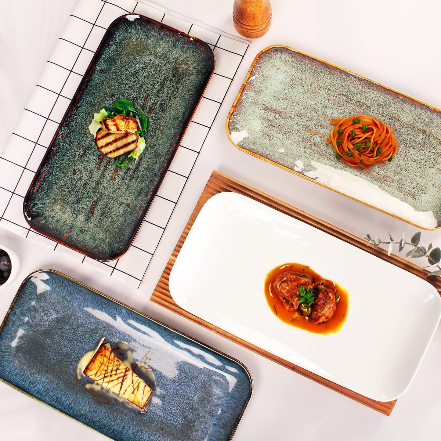 Porcelain Dinner Plates, Serving platters for entertaining, for Fruit, cheese, snack, Bread