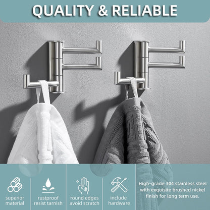 Angle Simple Swivel Towel Hooks, SUS 304 Stainless Steel Foldable Robe Hand Towel Holder for