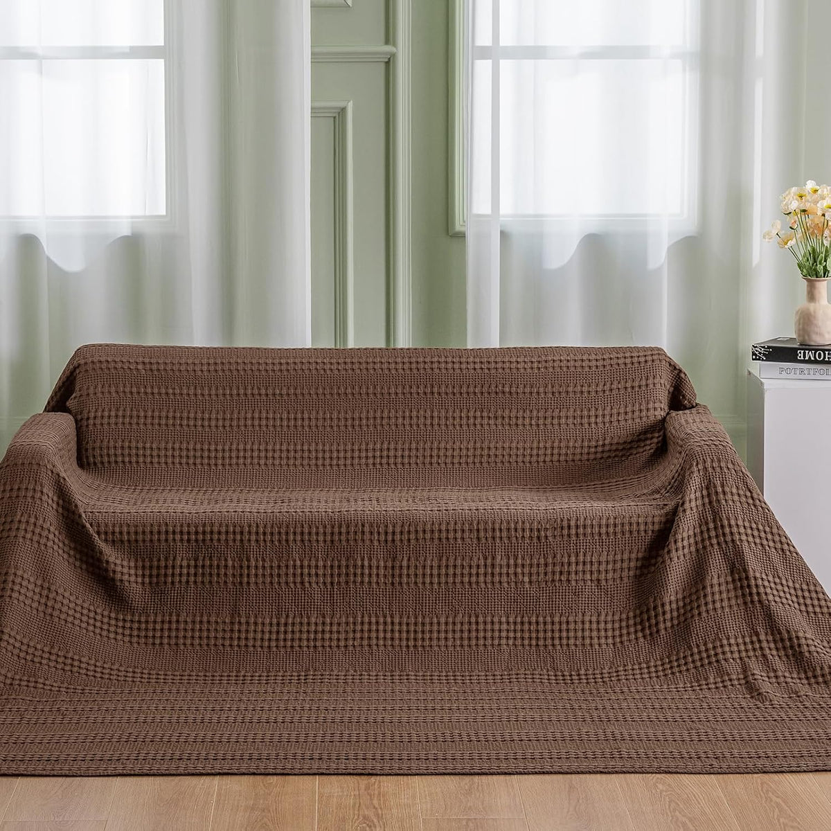 PHF Cooling Waffle Blanket California King Size, Lightweight 60% Rayon Derived from Bamboo & 40%