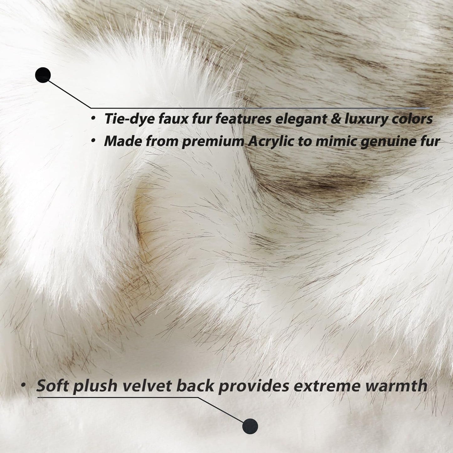 BATTILO HOME Luxury White Faux Fur Throw Blanket Long Pile with Black Tips, 51"x67", Super Warm