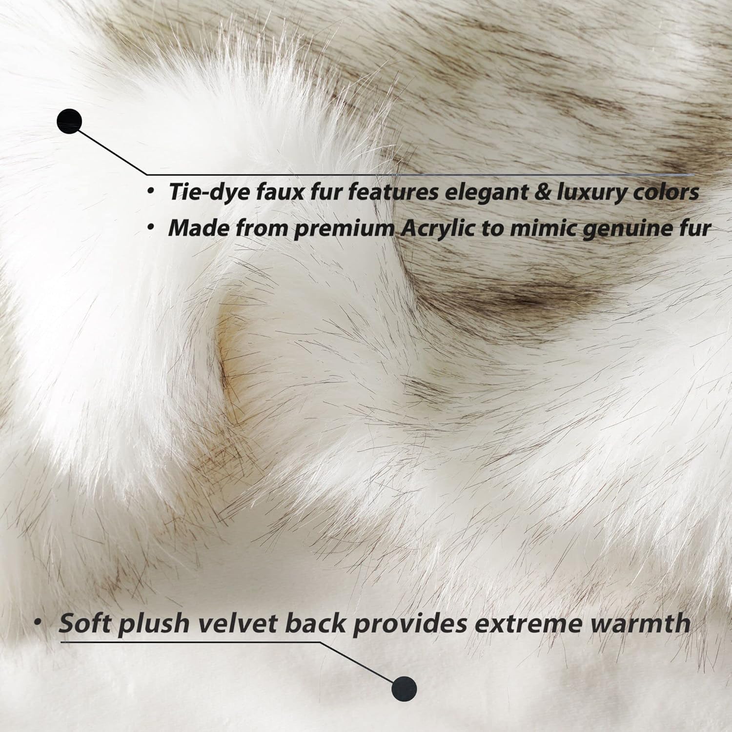 BATTILO HOME Luxury White Faux Fur Throw Blanket Long Pile with Black Tips, 51"x67", Super Warm