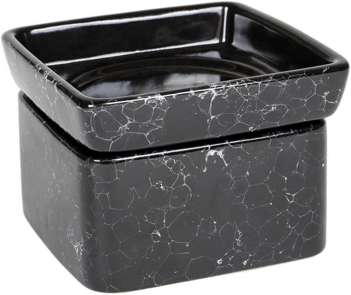 Black Ceramic Stoneware Electric 2-in-1 Tart Wax Oil Candle Warmer (1, Black Marble)