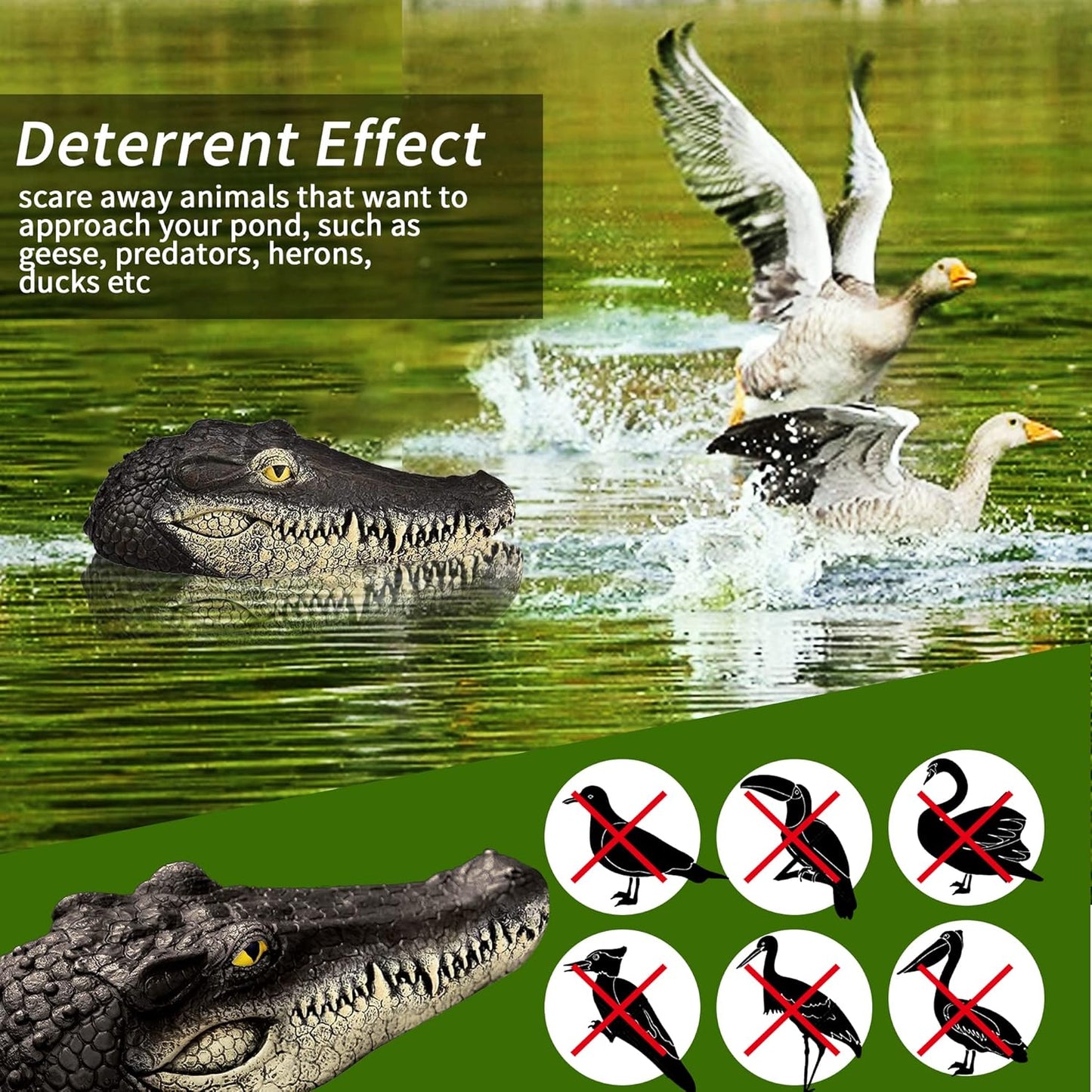 Floating Alligator Head,Alligator Head Decoy for Pool,Resin Crocodile Head for Swimming Pool and