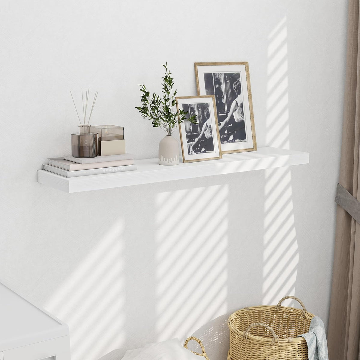 Fun Memories 10 Inch Deep Shelves, Floating Shelves for Wall 48 Inches Long, Wood Floating Shelves
