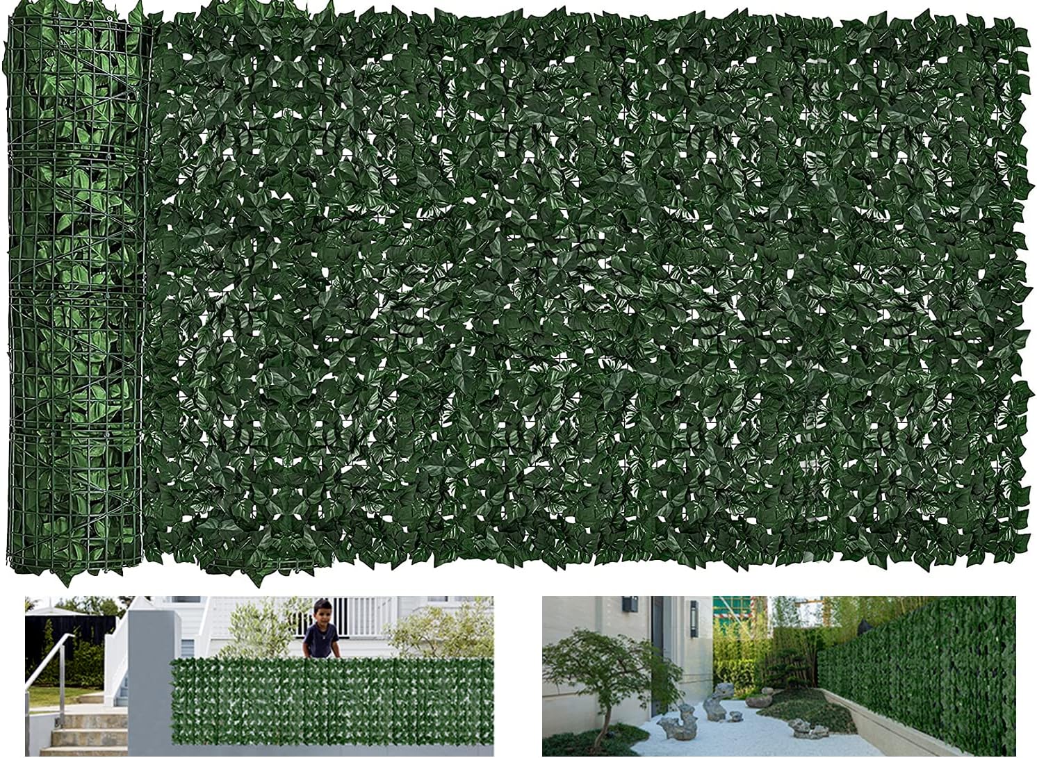 Faux Ivy Privacy Fence Screen Outdoor Expandable Artificial Greenery Roll Fake Hedge Wall Patio