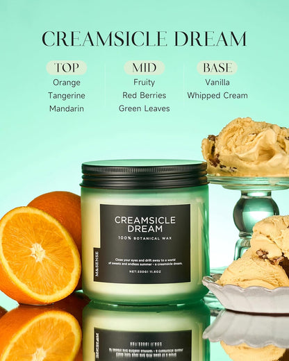 M&SENSE Orange Creamsicle Summer Scented Candle - 11.6oz Clean Non Toxic Natural Soy Wax 70-Hour