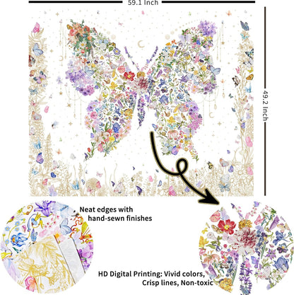 Damanse Butterfly Tapestry Wall Hanging Cute,Boho Wall Tapestry for Bedroom Aesthetic,Flower Living