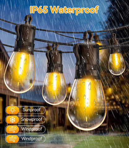Outdoor String Lights Patio LED Light Outside - 60M IP65 Waterproof 58+2 S14 LED 200ft Porch