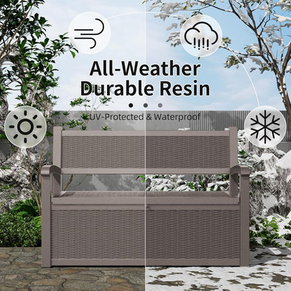DRATO 75 Gallon Storage Bench Deck Box Outdoor Indoor,Lockable Durable All-Weather Seating with