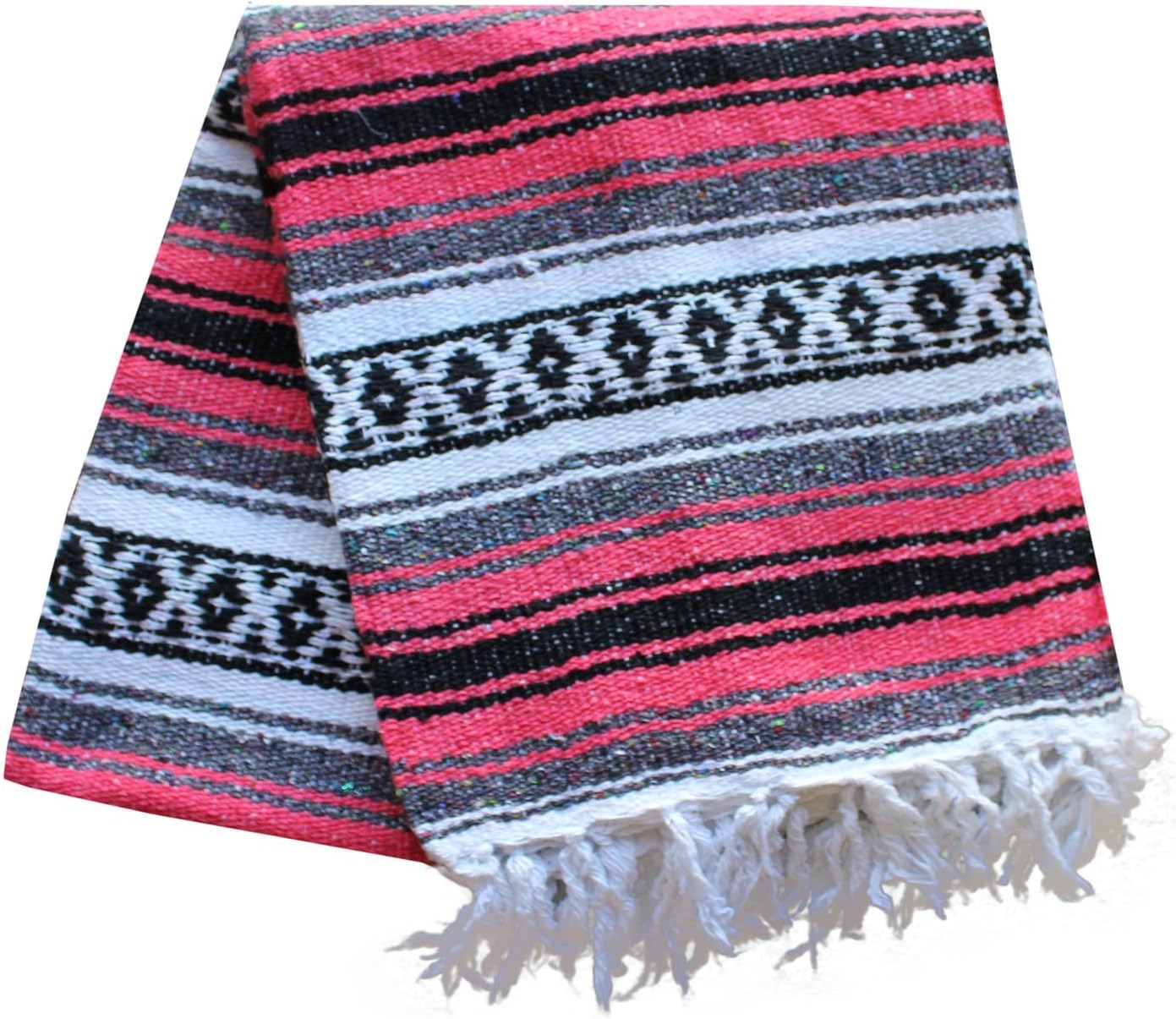 Del Mex Classic Mexican Blanket, Large Authentic Woven Falsa Throw (70"x50"), Artisan Southwest