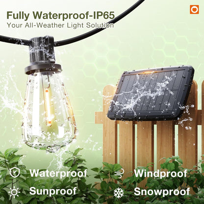 addlon 54(48+6) FT Solar String Lights Waterproof,Patio Lights Solar Powered with Remote & USB Port