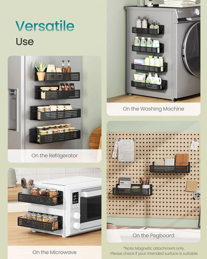 SONGMICS Magnetic Spice Rack for Refrigerator, Set of 4, 2 Large and 2 Small Kichen Magnetic
