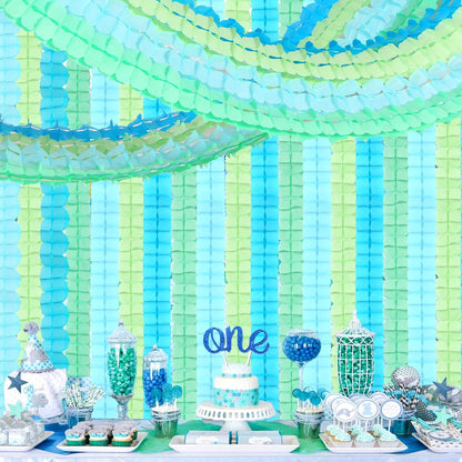 Blue-Green Party-Decorations Streamers Garland - 157Ft Four-Leaf Clover Hanging Banner, Jungle