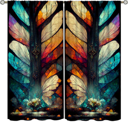 Stained Glass Curtains,Vintage Magical Colorful Abstract Art Home Decor Drapes for Bedroom Living