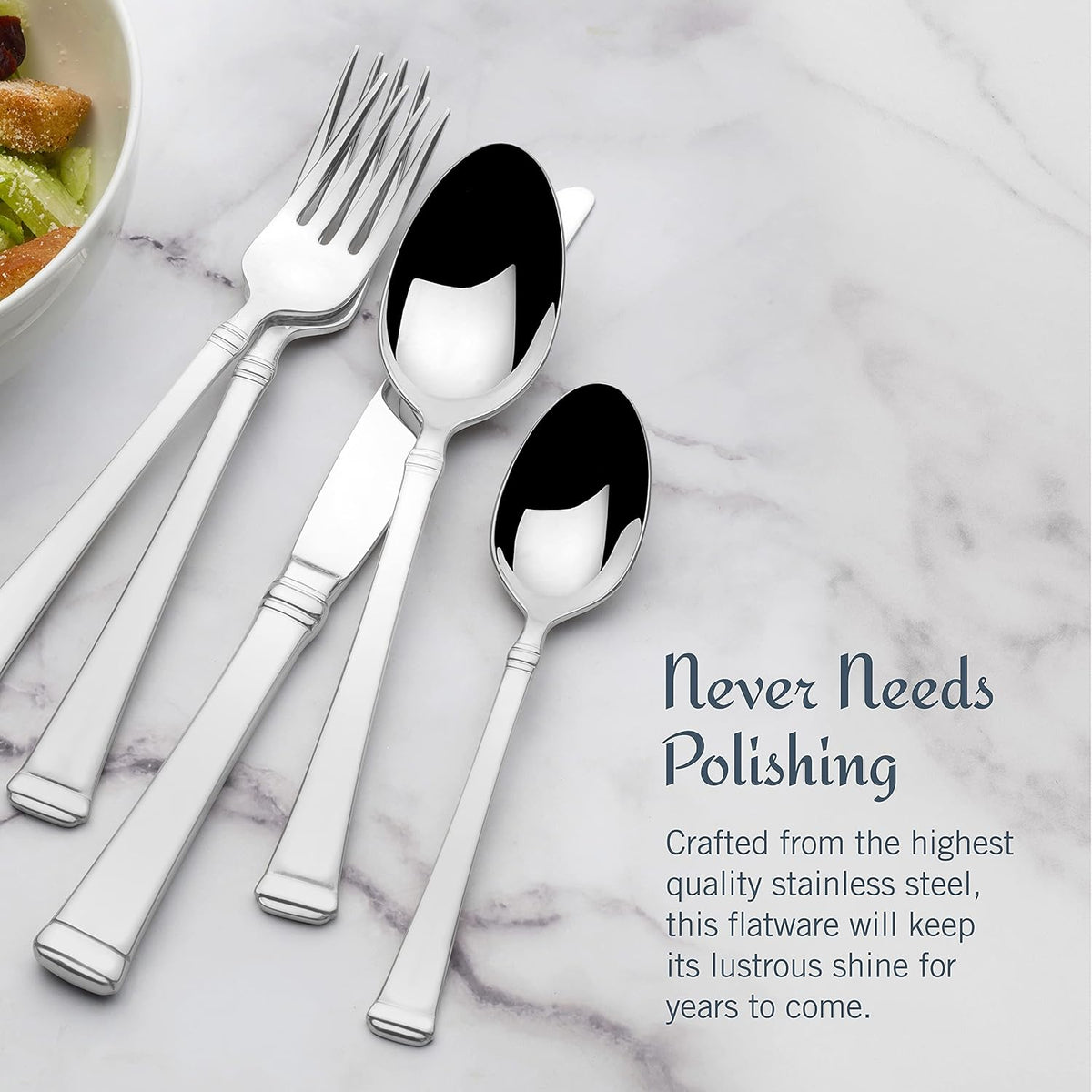 Mikasa Harmony 65-Piece Flatware Set for 12, 18/10 Stainless Steel Silverware with Forks, Knives