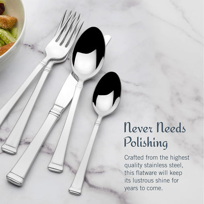 Mikasa Harmony 65-Piece Flatware Set for 12, 18/10 Stainless Steel Silverware with Forks, Knives